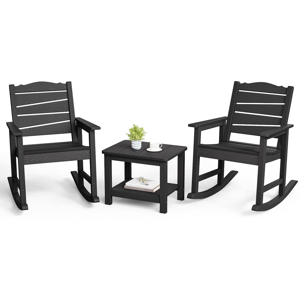 18" Outdoor Side Table, 2-Tier Patio Side Table, Weather Resistant, Easy Assembled, HIPS Adirondack Side Table for Backyard, Pool, Indoor (Lake Blue)