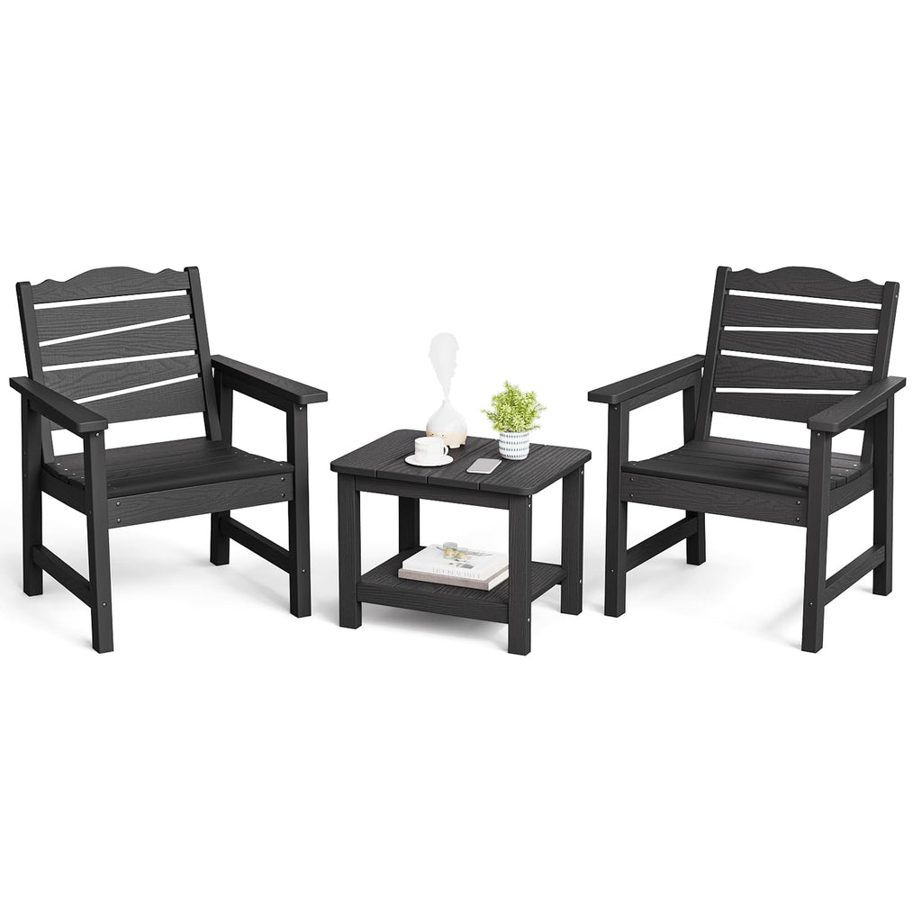 18" Outdoor Side Table, 2-Tier Patio Side Table, Weather Resistant, Easy Assembled, HIPS Adirondack Side Table for Backyard, Pool, Indoor (Lake Blue)