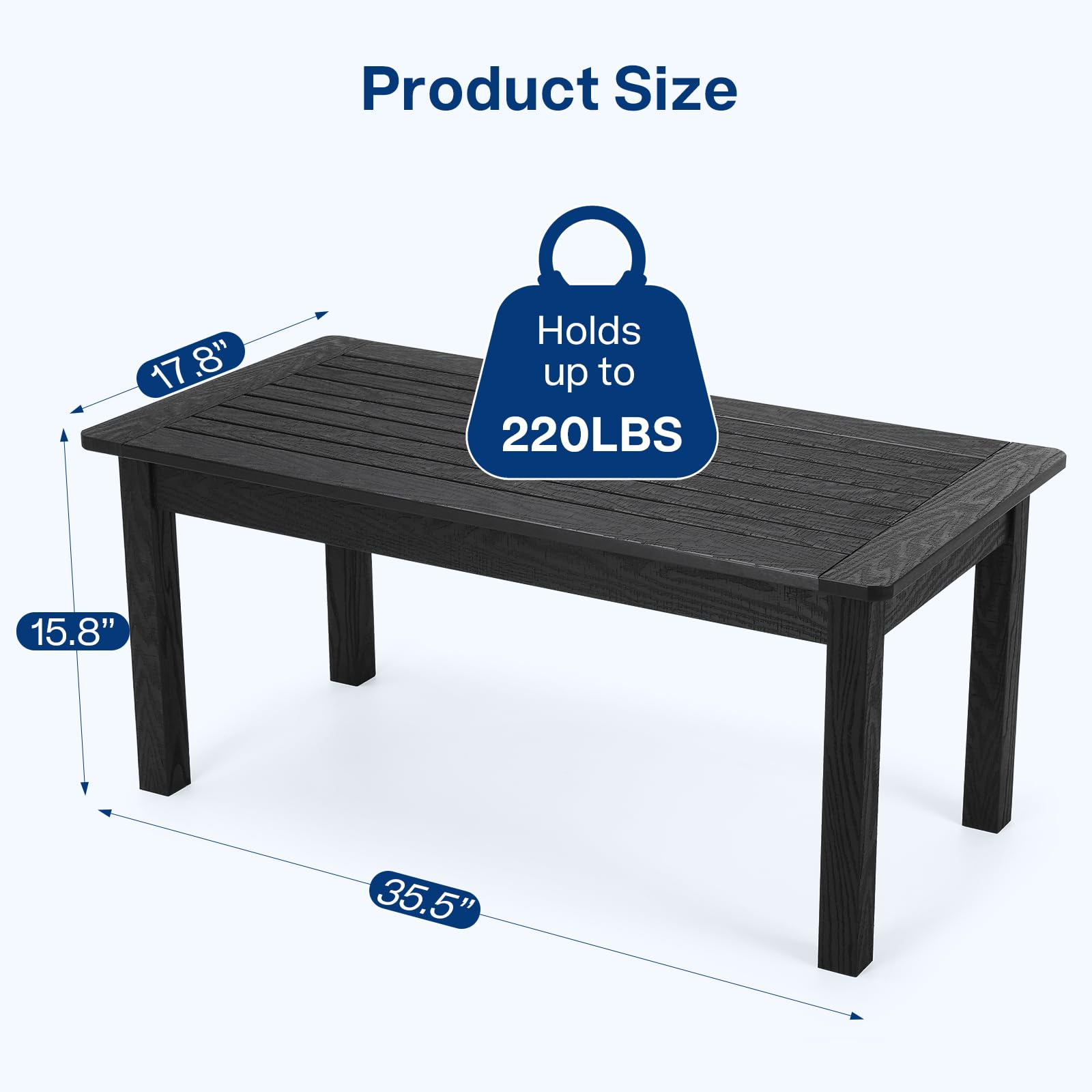 18" Outdoor Side Table, 2-Tier Patio Side Table, Weather Resistant, Easy Assembled, HIPS Adirondack Side Table for Backyard, Pool, Indoor (Lake Blue)