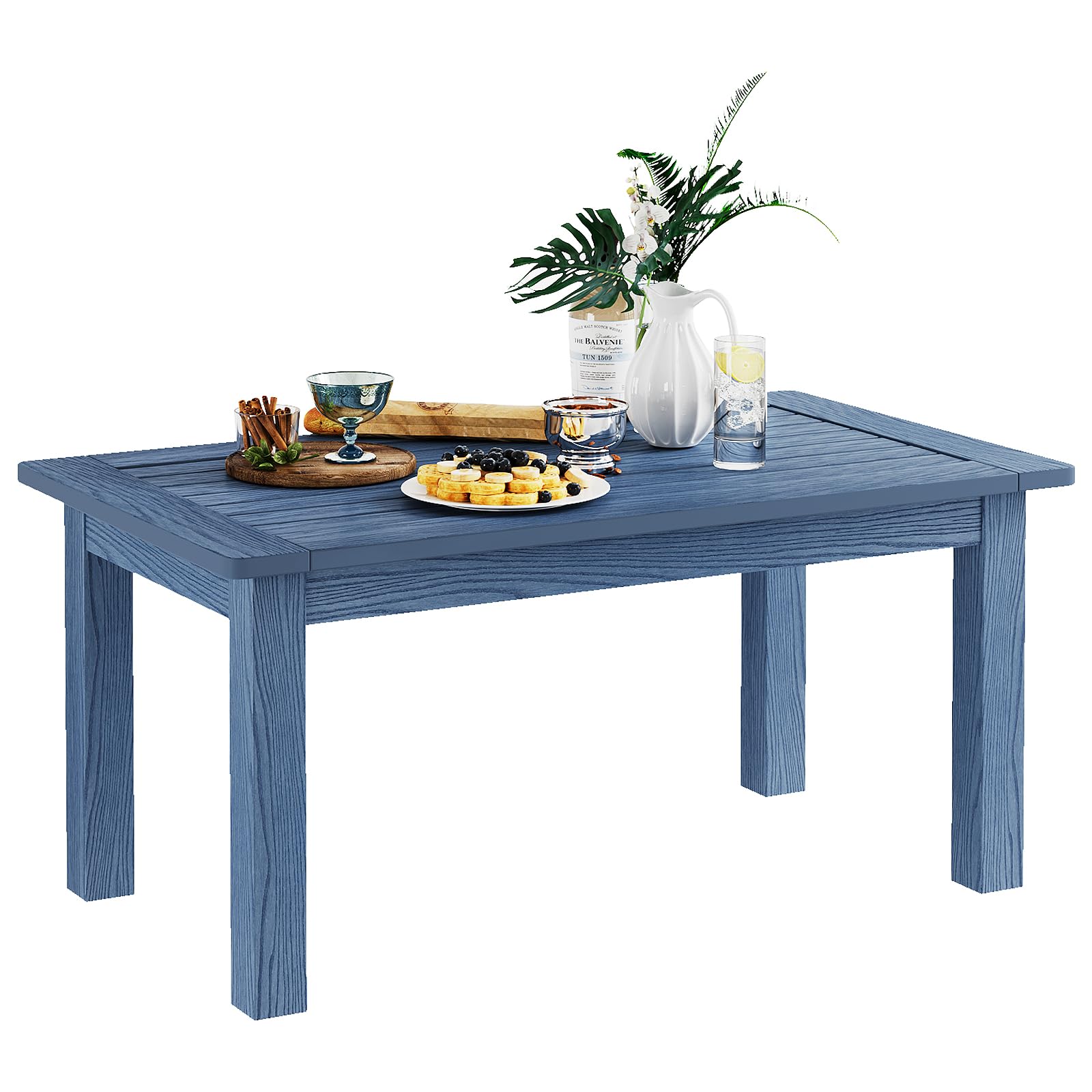 18" Outdoor Side Table, 2-Tier Patio Side Table, Weather Resistant, Easy Assembled, HIPS Adirondack Side Table for Backyard, Pool, Indoor (Lake Blue)
