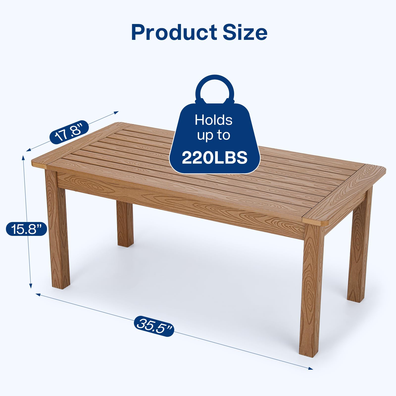 18" Outdoor Side Table, 2-Tier Patio Side Table, Weather Resistant, Easy Assembled, HIPS Adirondack Side Table for Backyard, Pool, Indoor (Lake Blue)