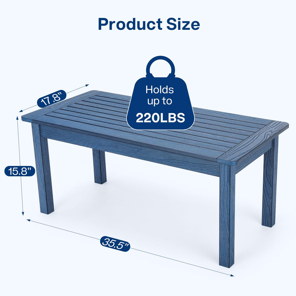 18" Outdoor Side Table, 2-Tier Patio Side Table, Weather Resistant, Easy Assembled, HIPS Adirondack Side Table for Backyard, Pool, Indoor (Lake Blue)