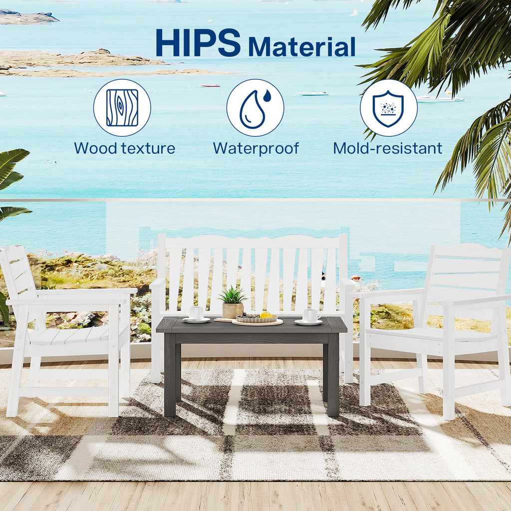 18" Outdoor Side Table, 2-Tier Patio Side Table, Weather Resistant, Easy Assembled, HIPS Adirondack Side Table for Backyard, Pool, Indoor (Lake Blue)