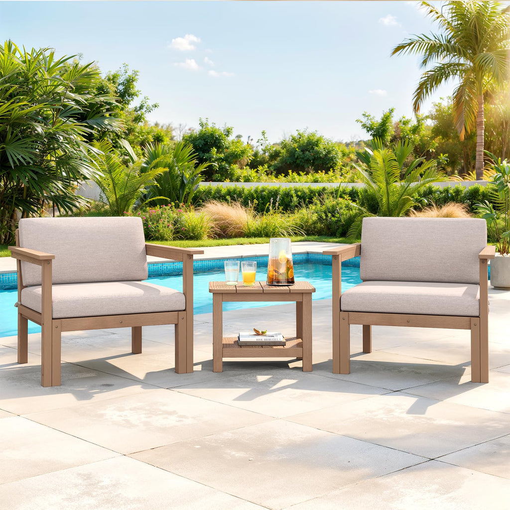 18" Outdoor Side Table, 2-Tier Patio Side Table, Weather Resistant, Easy Assembled, HIPS Adirondack Side Table for Backyard, Pool, Indoor (Lake Blue)