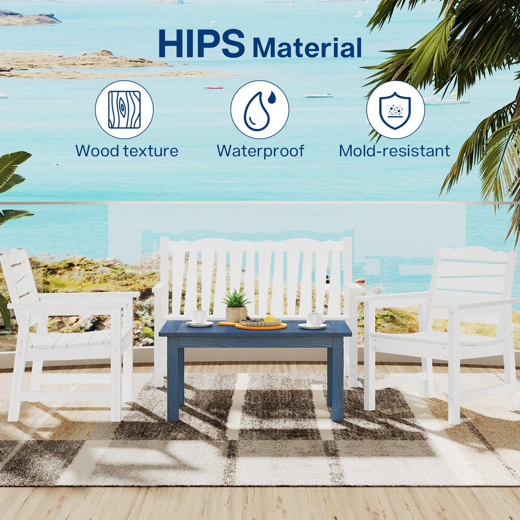 18" Outdoor Side Table, 2-Tier Patio Side Table, Weather Resistant, Easy Assembled, HIPS Adirondack Side Table for Backyard, Pool, Indoor (Lake Blue)
