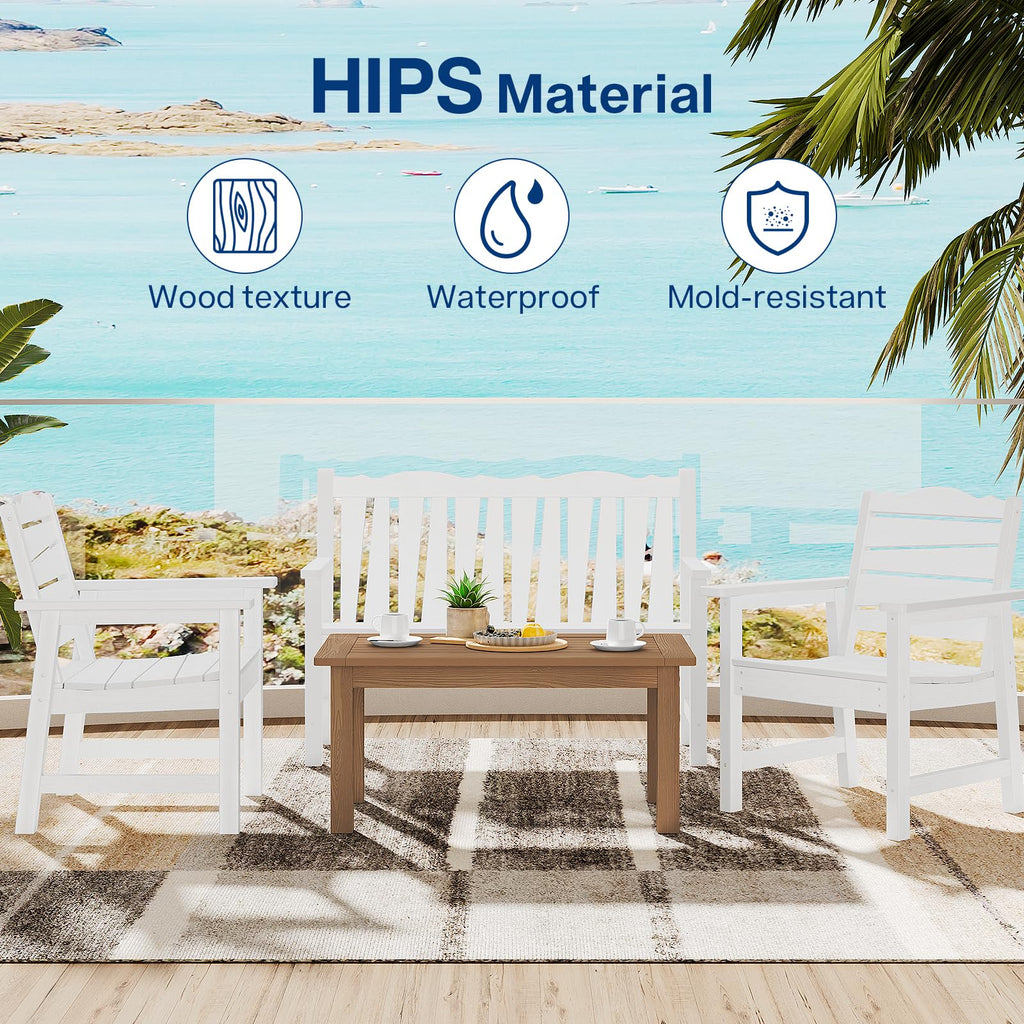 18" Outdoor Side Table, 2-Tier Patio Side Table, Weather Resistant, Easy Assembled, HIPS Adirondack Side Table for Backyard, Pool, Indoor (Lake Blue)
